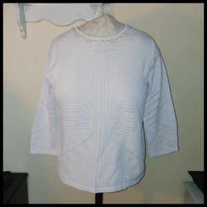 Alfred Dunner Embellished White Sweater